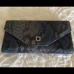 Lodis genuine leather blue snake skin print wallet